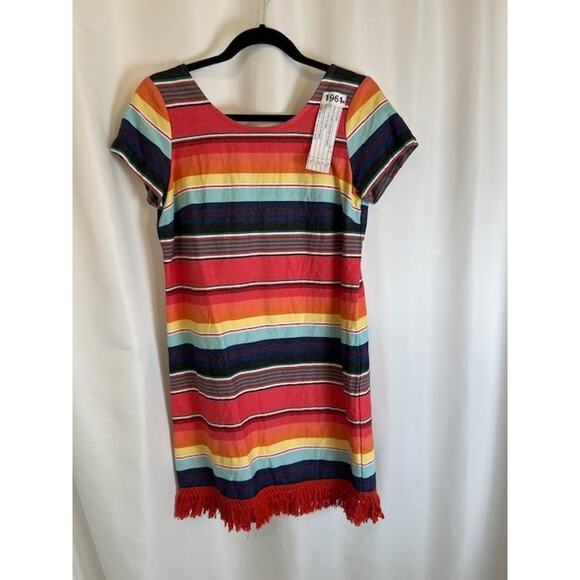 Uncle Frank Dress Womens Size Small Multicolor Stripe Western Fringe Cotton - Picture 1 of 9